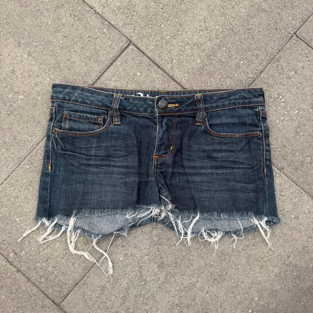 Bullhead Hermosa Super Skinny Denim Shorts Dark Wash Frayed Hem Size 5 Short